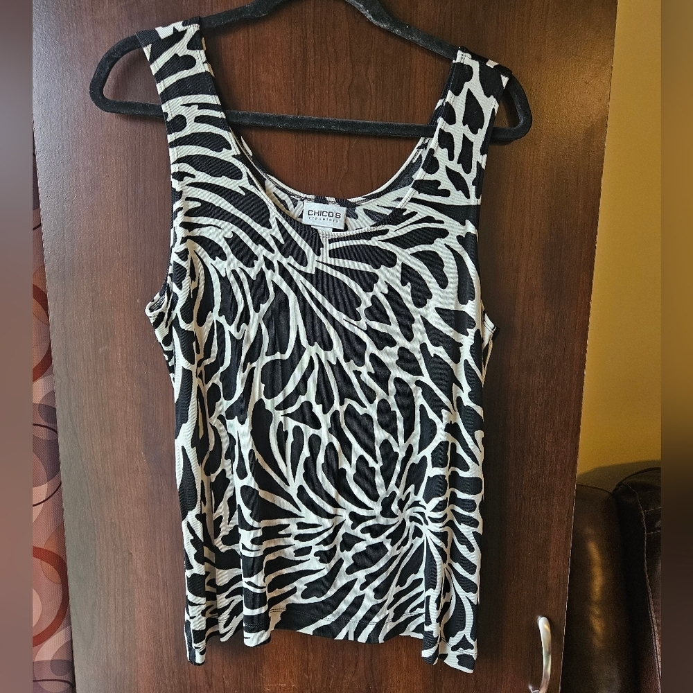 Chico's Zebra Print Black and White Tank Top Plus Size 3